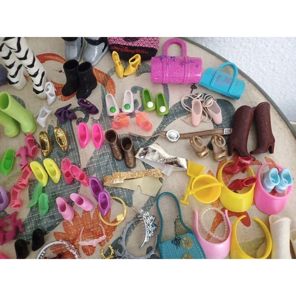 Large Lot of Miscellaneous Barbie Doll Accessories Shoes Purses, Lots More Vtg
